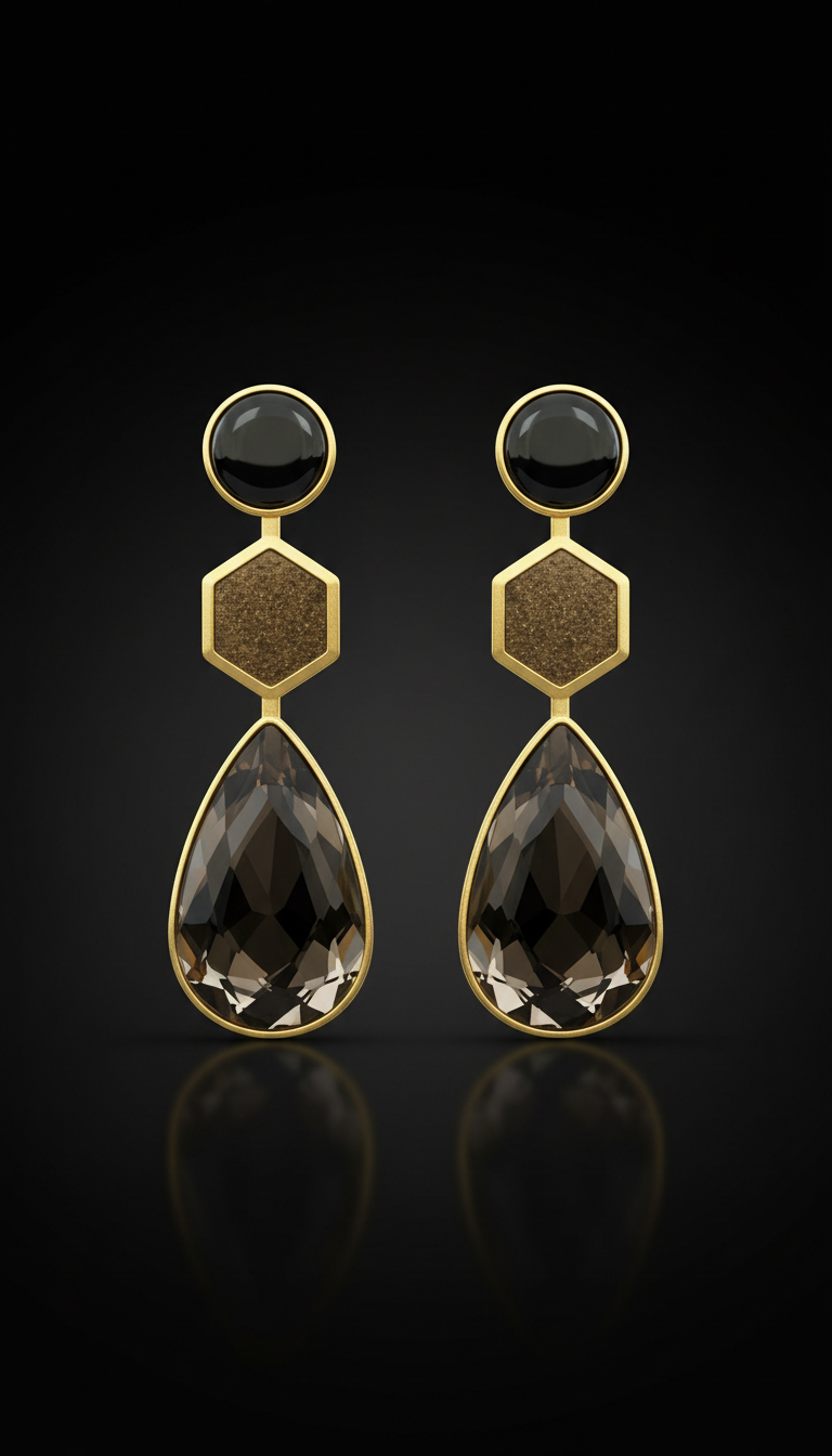 Geometric Semi-Precious Stone Earrings