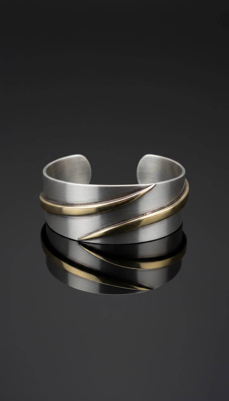 Architectural Sterling Silver Cuff Bracelet