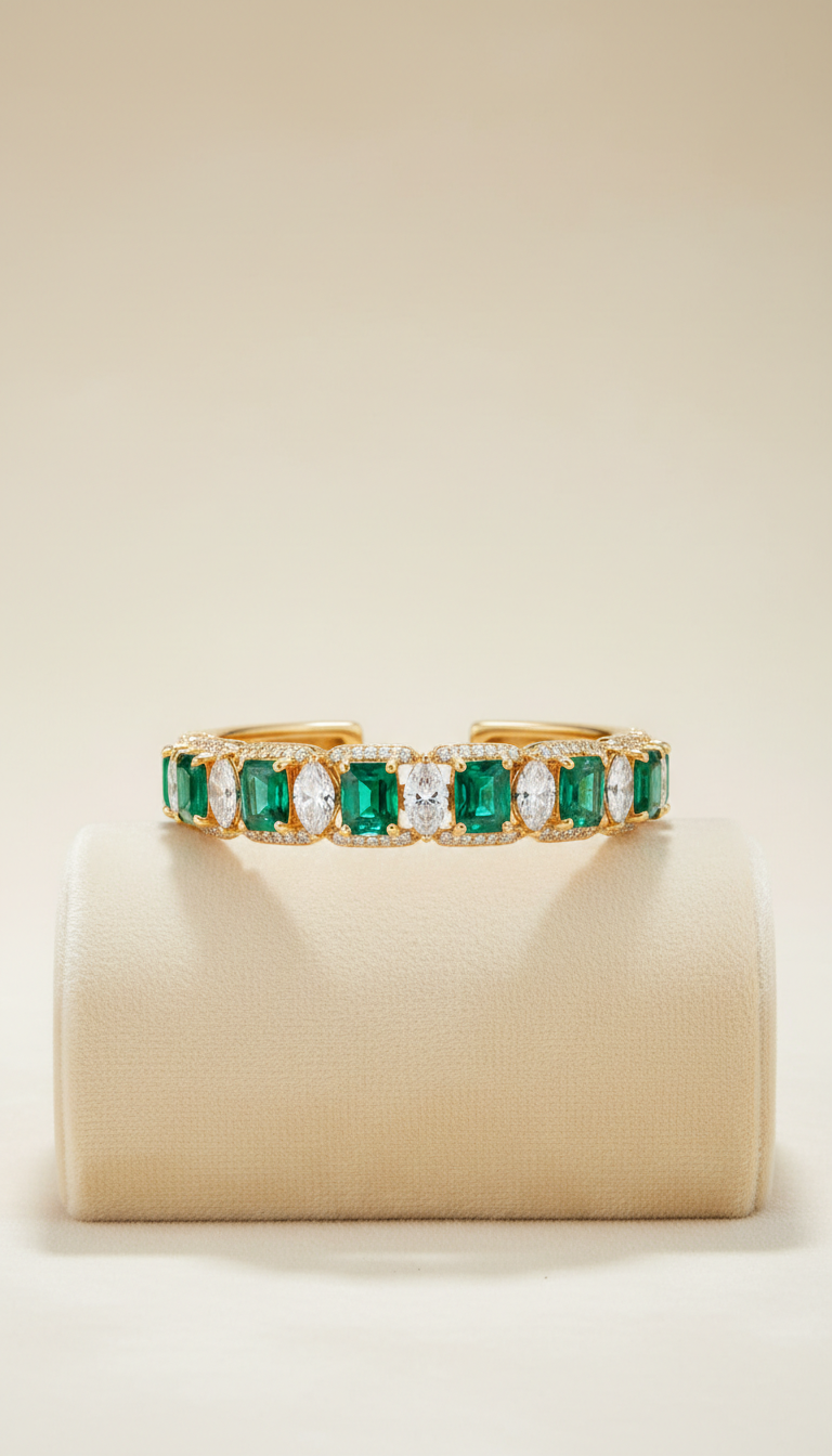 Emerald Accented Cuff Bracelet